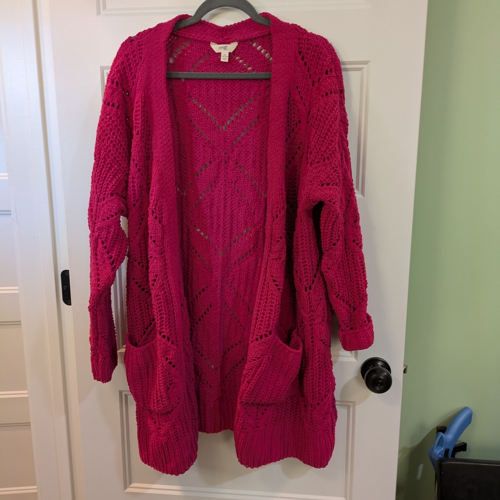 🔴 3/$15 Terra & Sky Vibrant Pink Knit Cardigan
